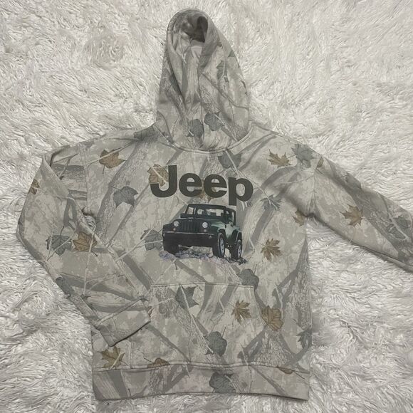 Jeep Hoodie Camo Abercrombie Kids Size 13/14 Relaxed Fit - Picture 1 of 3